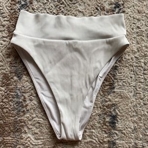 AERIE white high cut cheeky swim bottom. Size medium.